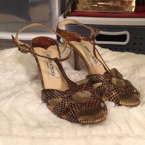 Jimmy Choo snakeskin strappy Sandal heels